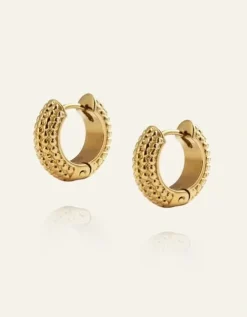 Mockberg Örhängen^Beaded Hoops Gold Medium