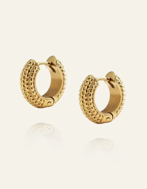 Mockberg Örhängen^Beaded Hoops Gold Medium