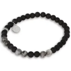 by Billgren Herr Smycken^beadsarmband grå jaspis och onyx