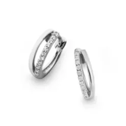 Jemp Guld Örhängen^Creol 18k vitguld cz 2rad