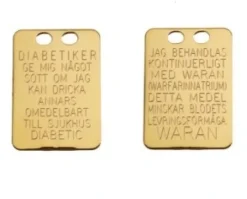 Jemp Guld Gravyrbrickor^Diabetikerbricka/Waranbricka