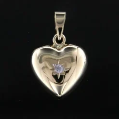Jemp Guld Hängen^Hjärta 18k med cz i stjärnfattning