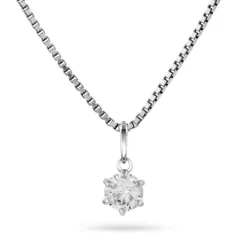 Jemp Guld Hängen^Hänge 14k vitguld 5mm cz inkl silverkedja