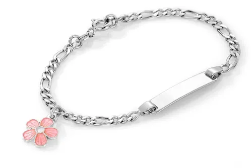 Pia & Per Barn Smycken^ID-armband rosa blomma