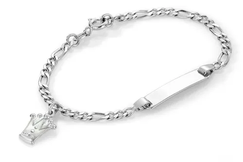 Pia & Per Barn Smycken^ID-armband vit prinsesskrona