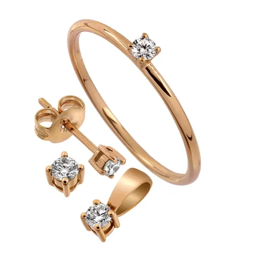 Gemma Hängen^Stjärnringen Starthänge med kedja 18k rg 0,05ct TW-p