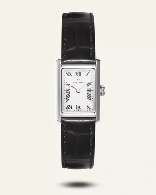 Mockberg Mockberg | Dam^TIMELESS black leather silver watch